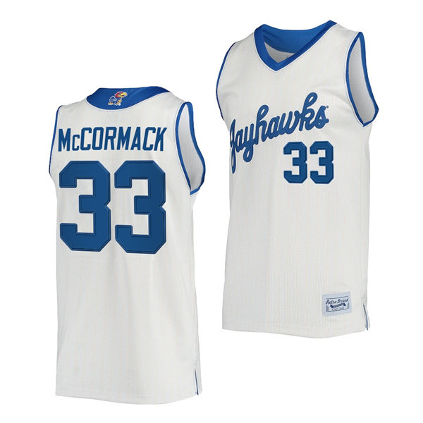 Mens Kansas Jayhawks #33 David McCormack Cream Retro Commemorative Classic College Basketball Jersey  