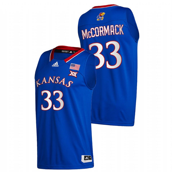 Men's Kansas Jayhawks #33 David McCormack Royal Adidas Stitched College Basketball Game Jersey