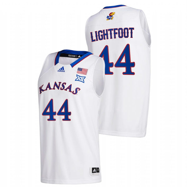 Men's Kansas Jayhawks #44 Mitch Lightfoot White Adidas Stitched College Basketball Game Jersey