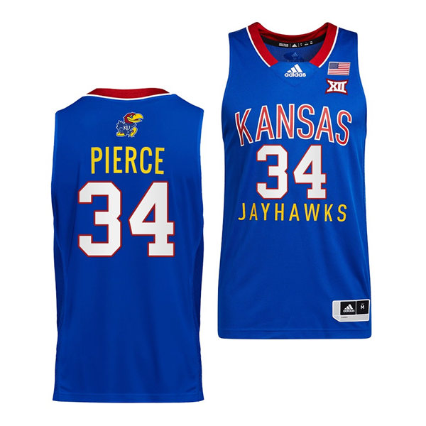 Mens Kansas Jayhawks #34 Paul Pierce Adidas Royal Throwback College Basketball Jersey