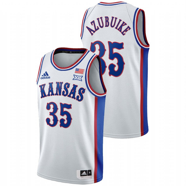 Men's Kansas Jayhawks #35 Udoka Azubuike White College Basketball 1990s Throwback Jersey