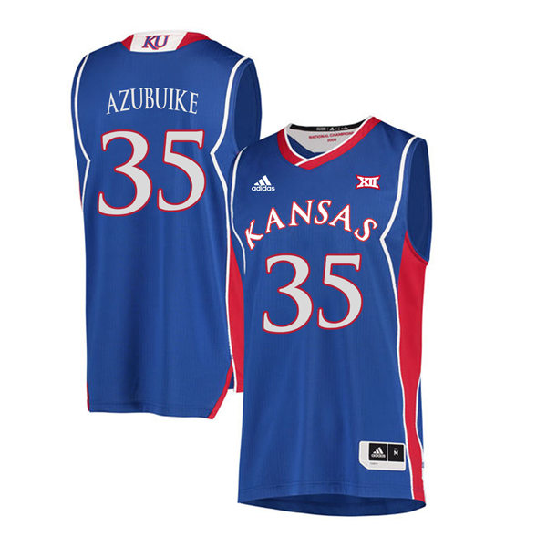 Men's Kansas Jayhawks #35 Udoka Azubuike Royal Red Throwback College Basketball Jersey