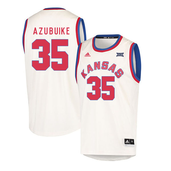 Men's Kansas Jayhawks #35 Udoka Azubuike White Red Round Neck Throwback Basketball Jersey