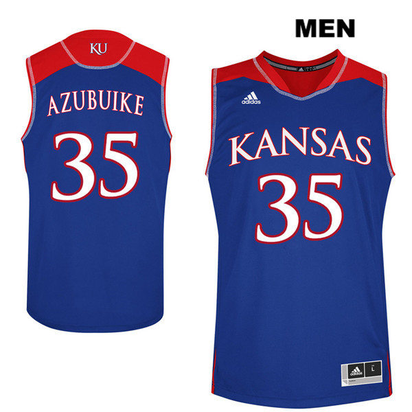 Men's Kansas Jayhawks #35 Udoka Azubuike Adidas Royal 2016-17 White College Basketball Jersey