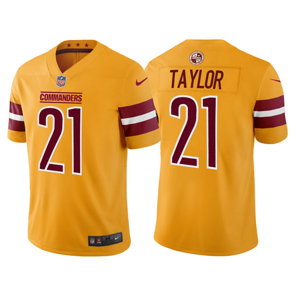 Men's Washington Commanders Retired Player #21 Sean Taylor 2022 Gold Inverted Legend Jersey