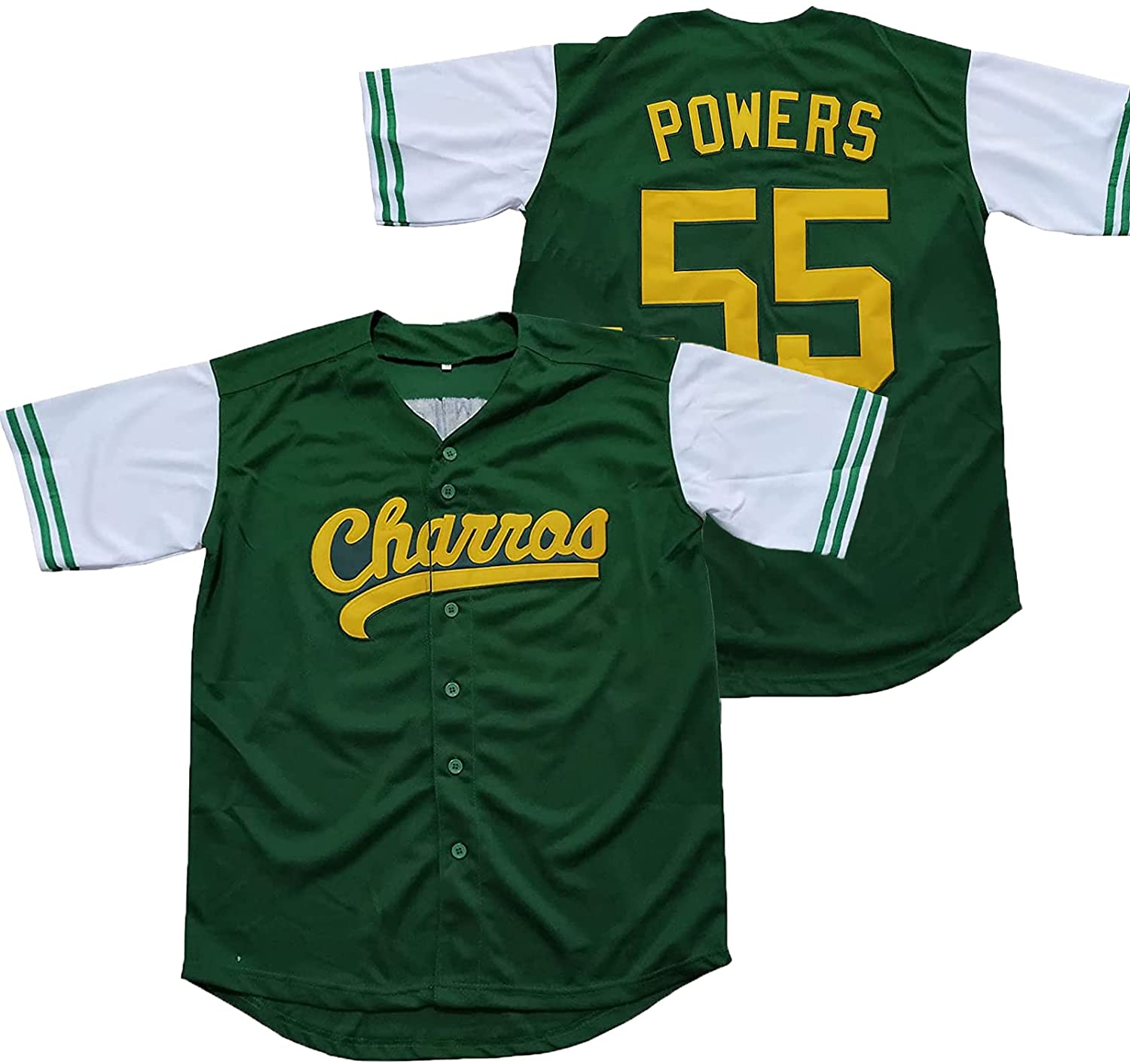 Mens Myrtle Beach Mermen #55 Kenny Powers Green Eastbound and Down Stitched Movie Baseball Jersey