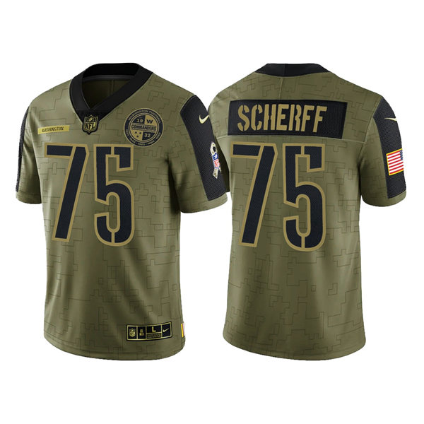Mens Washington Commanders #75 Brandon Scherff Nike Olive 2021 Salute To Service Limited Player Jersey