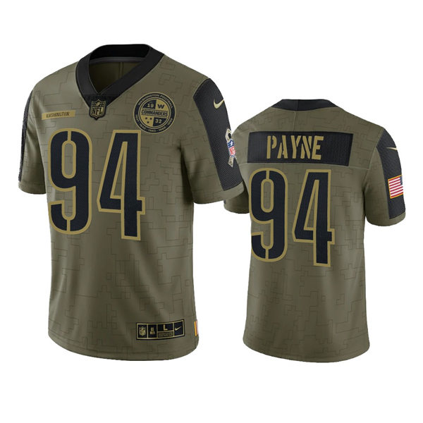 Mens Washington Commanders #94 Daron Payne Nike Olive 2021 Salute To Service Limited Player Jersey