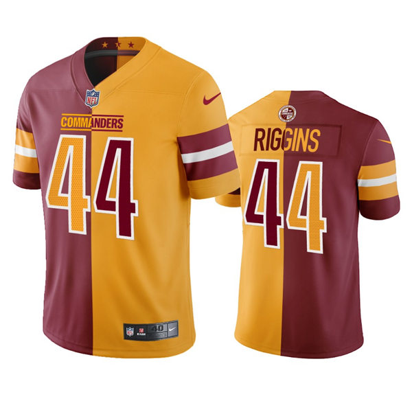 Mens Washington Commanders Retired Player #44 John Riggins Burgundy Gold Two-Tone Split Edition Jersey