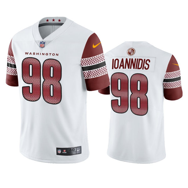 Mens Washington Commanders #98 Matt Ioannidis White Away Vapor Limited Jersey