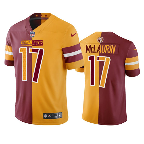 Mens Washington Commanders #17 Terry McLaurin Burgundy Gold Two-Tone Split Edition Jersey