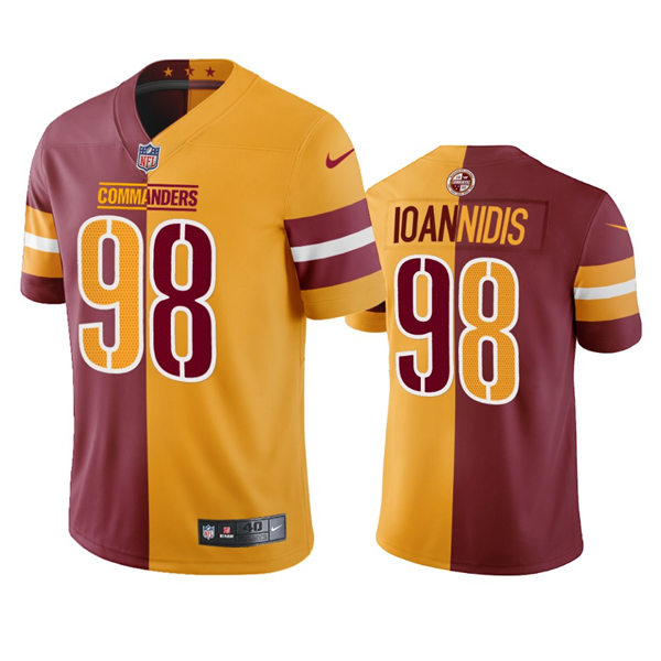 Mens Washington Commanders #98 Matt Ioannidis Burgundy Gold Two-Tone Split Edition Jersey