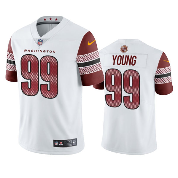 Mens Washington Commanders #99 Chase Young White Away Vapor Limited Jersey