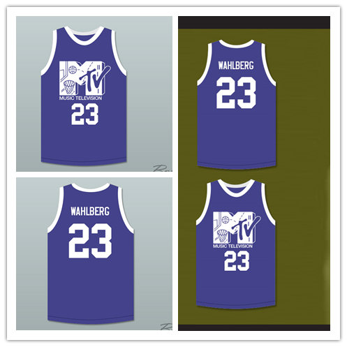 Men's The MTV 1996 Rock N' Jock B-Ball Jam Basketball Jersey 1991 Blue #23 Donnie Wahlberg Jersey