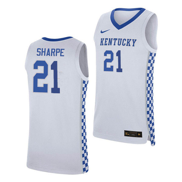 Mens Kentucky Wildcats #21 Shaedon Sharpe Nike White College Basketball Game Jersey