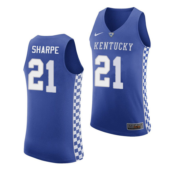 Mens Kentucky Wildcats #21 Shaedon Sharpe Nike Royal College Basketball Game Jersey