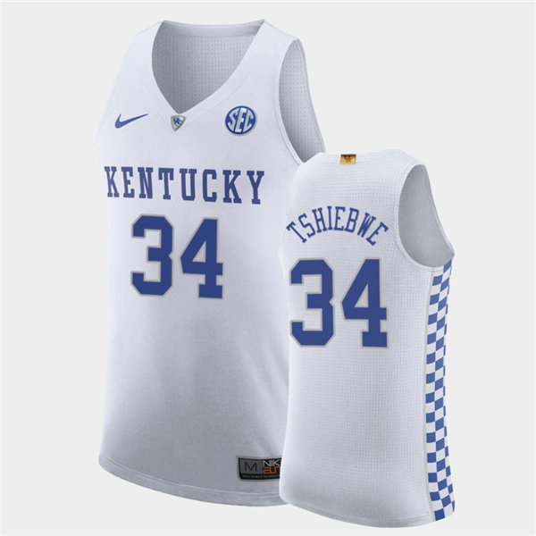 Men's Kentucky Wildcats #34 Oscar Tshiebwe Nike White College Basketball Elite Jersey