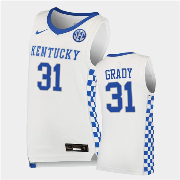 Men's Kentucky Wildcats #31 Kellan Grady Nike White College Basketball Game Jersey