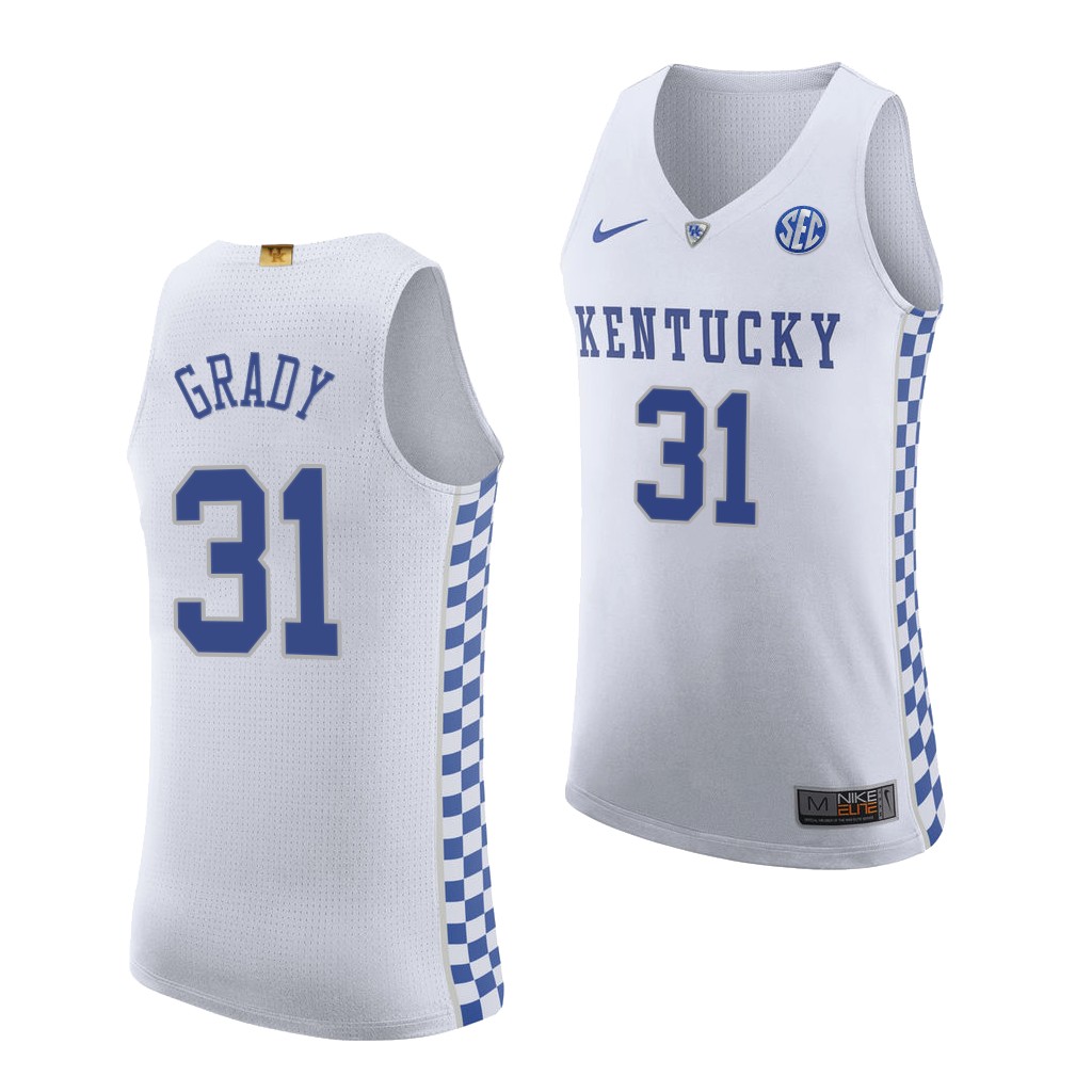 Men's Kentucky Wildcats #31 Kellan Grady Nike White College Basketball Elite Jersey