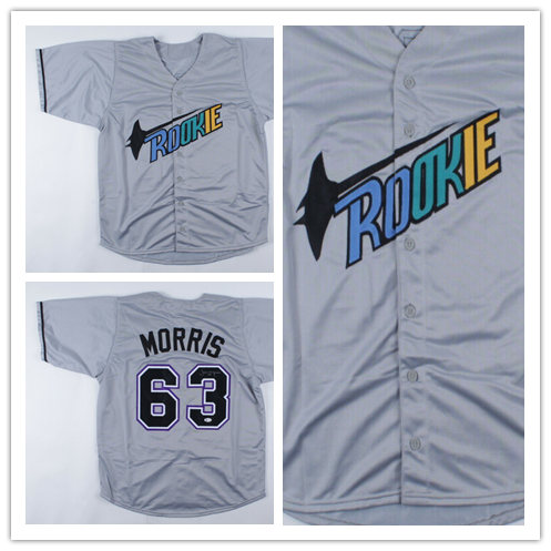 Mens The Rookie #63 Jimmy Morris Grey Baseball Jersey