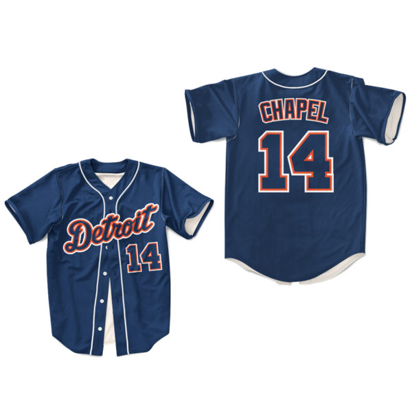 Mens Detroit Tigers #14 Billy Chapel For Love of the Game Film baseball Jersey Navy