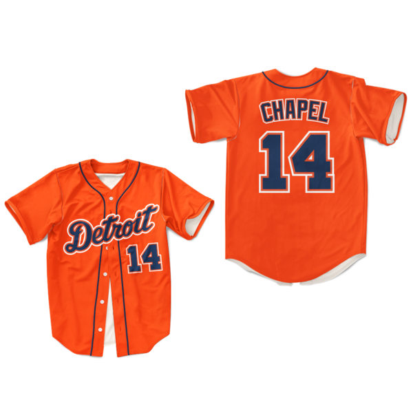 Mens Detroit Tigers #14 Billy Chapel For Love of the Game Film baseball Jersey Orange