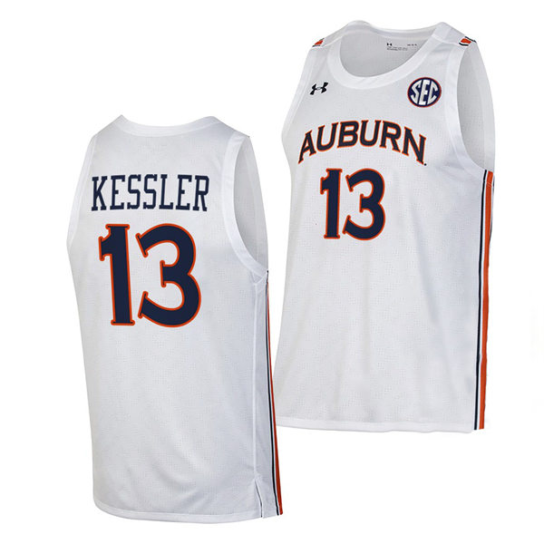 Mens's Auburn Tigers #13 Walker Kessler  2021-22 White College Basketball Game Jersey