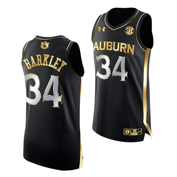 Mens's Auburn Tigers #34 Charles Barkley Under Armour 2022 Black Golden Edition College Basketball Jersey