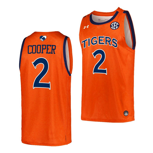 Mens's Auburn Tigers #2 Sharife Cooper 2021-22 Orange College Basketball Game Jersey