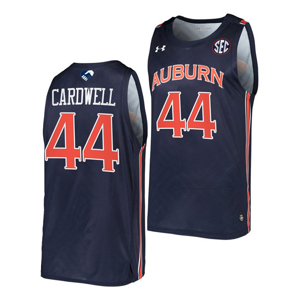 Mens's Auburn Tigers #44 Dylan Cardwell 2021-22 Navy College Basketball Game Jersey