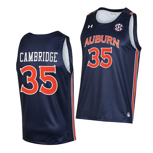 Mens's Auburn Tigers #35 Devan Cambridge 2021-22 Navy College Basketball Game Jersey