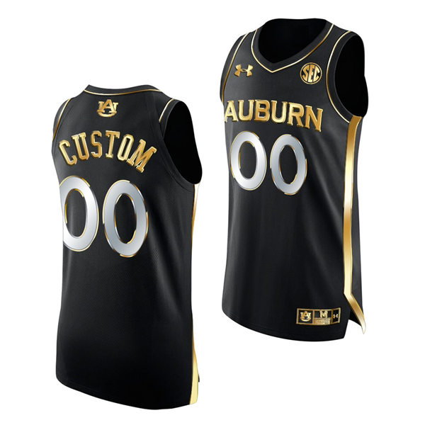 Mens's Auburn Tigers Custom Under Armour 2022 Black Golden Edition College Basketball Jersey