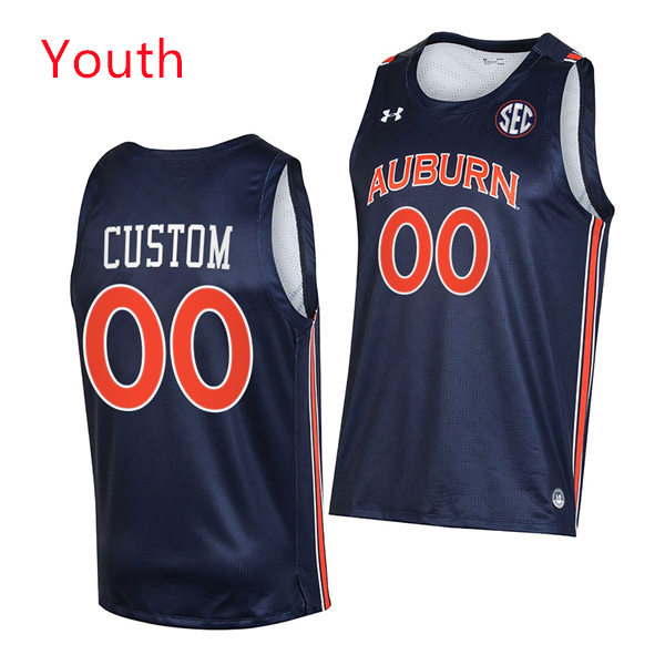 Youth Auburn Tigers Custom Under Armour Navy 2021-22 College Basketball Game Jersey