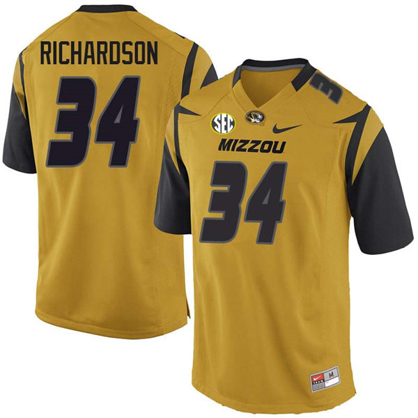 Men's Missouri Tigers #34 Sheldon Richardson Nike Gold College Football Game Jersey