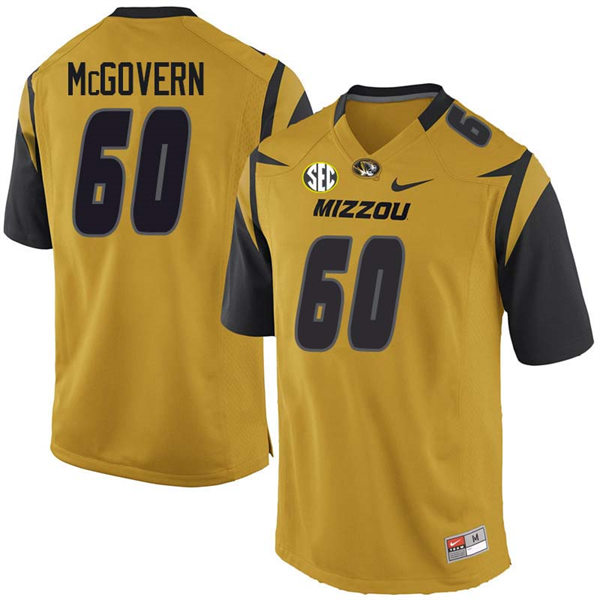 Men's Missouri Tigers #60 Connor McGovern Nike Gold College Football Game Jersey