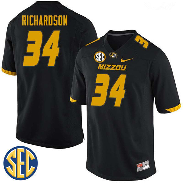 Men's Missouri Tigers #34 Sheldon Richardson Nike Black College Football Game Jersey