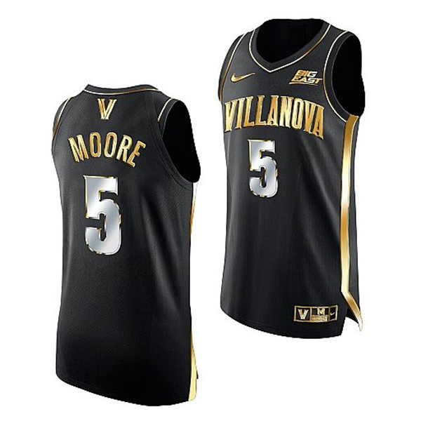 Mens Villanova Wildcats #5 Justin Moore Nike Black Golden Edition Basketball Jersey
