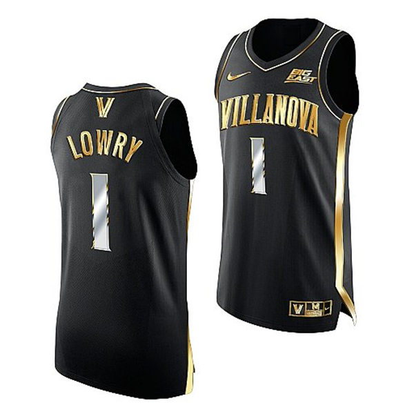 Mens Villanova Wildcats #1 Kyle Lowry Nike Black Golden Edition Basketball Jersey