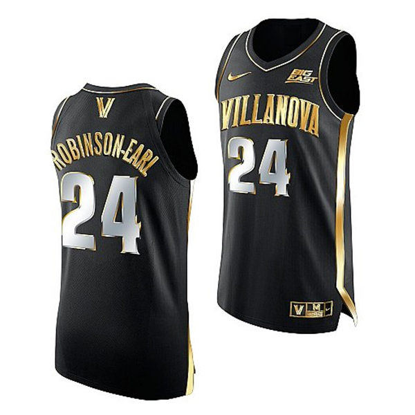 Mens Villanova Wildcats #24 Jeremiah Robinson-Earl Nike Black Golden Edition Basketball Jersey