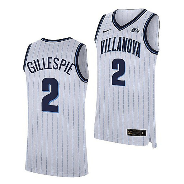 Mens Villanova Wildcats #2 Collin Gillespie 2022 Nike White Pinstripe College Basketball Game Jersey