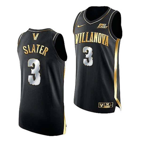Mens Villanova Wildcats #3 Brandon Slater Nike Black Golden Edition Basketball Jersey