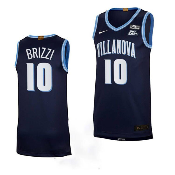 Mens Villanova Wildcats #10 Angelo Brizzi Nike 2021-22 Navy College Basketball Game Jersey