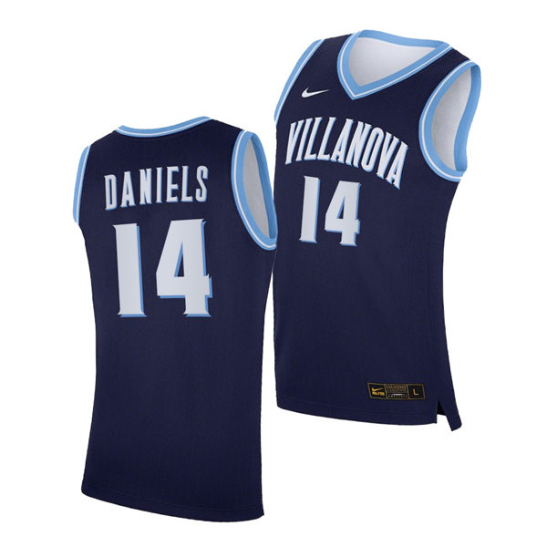 Mens Villanova Wildcats #14 Caleb Daniels Nike 2021-22 Navy College Basketball Game Jersey