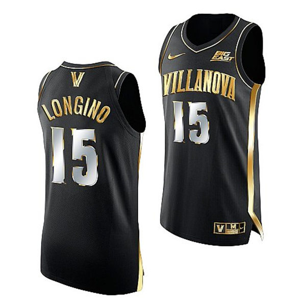 Mens Villanova Wildcats #15 Jordan Longino Nike Black Golden Edition Basketball Jersey