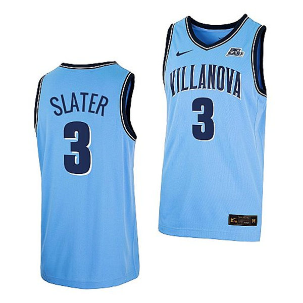 Mens Villanova Wildcats #3 Brandon Slater 2022 Light Blue College Basketball Game Jersey
