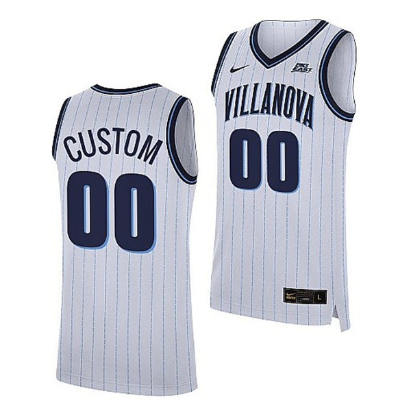 Mens Youth Villanova Wildcats Custom 2022 Nike White Pinstripe College Basketball Game Jersey
