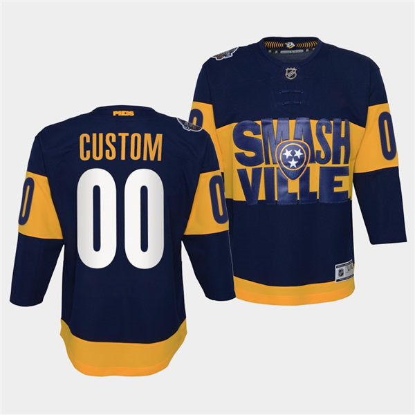 Youth Nashville Predators Custom Adidas Navy 2022 Stadium Series Jersey