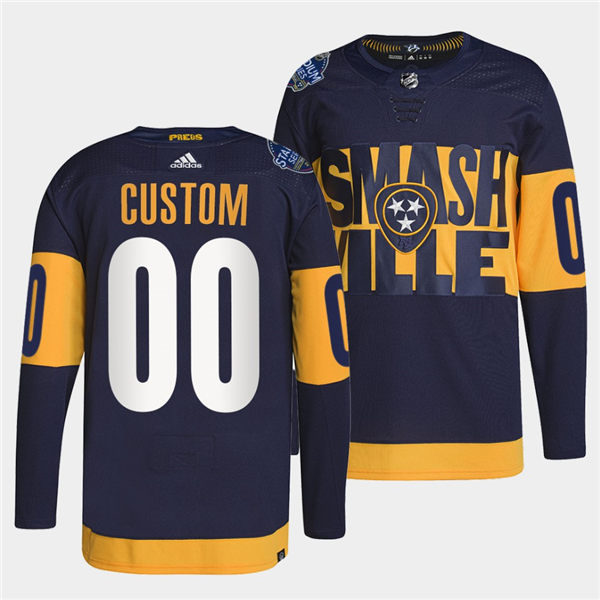 Mens Nashville Predators Custom Adidas Navy 2022 Stadium Series Jersey