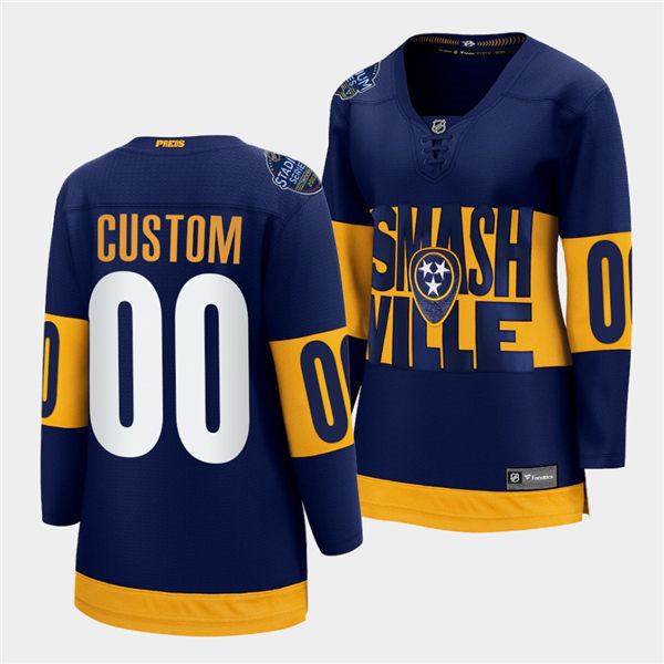 Womens Nashville Predators Custom Adidas Navy 2022 Stadium Series Jersey