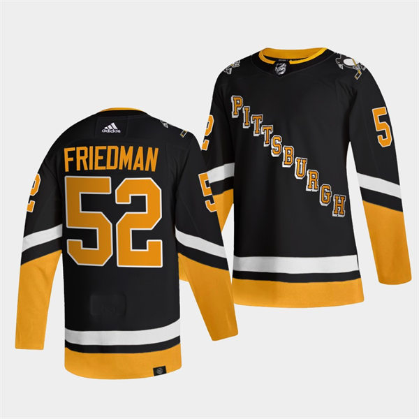 Mens Pittsburgh Penguins #52 Mark Friedman adidas 2021-22 Black Alternate Throwback Jersey